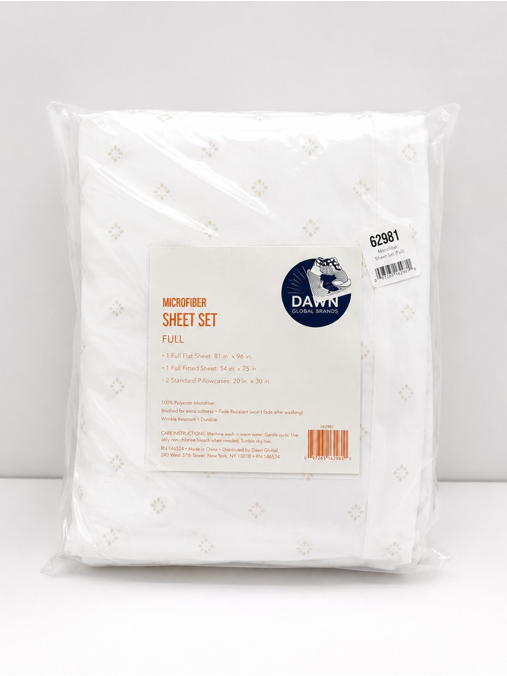 Dawn Full Microfiber Full Size Sheet Set in White with Gold Accent